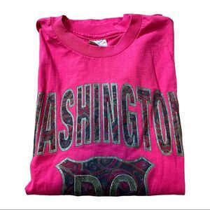 Vintage Hanes Single Stitch Washington DC T-Shirt Pink women's size XL